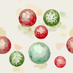 Seamless pattern christmas bubbles, watercolor balls endless pattern. New-year collection