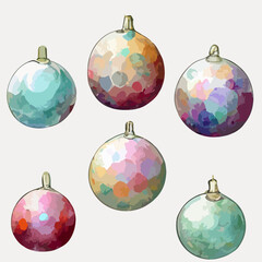 Seamless pattern christmas bubbles, aquarelle xmas balls endless pattern. Winter collection