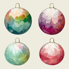 Seamless christmas decoration balls, watercolor xmas balls endless pattern. New-year collection