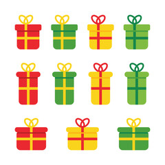 Set, collection of cute and colorful gifts, presents, packages for christmas design vector cartoon style illustration.