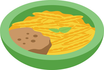 Pasta food icon isometric vector. Cheese menu. Sauce dinner