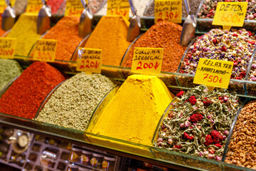 Spices stall in the Spice Market, Istanbul, Turkey