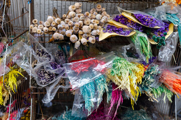 dried flowers in the street market