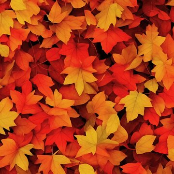 top and side view of piles of autumn maple leaves. rendering illustrator, painting style.