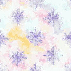 Fototapeta na wymiar Seamless pattern christmas snowflakes, watercolor background pattern. New-year collection