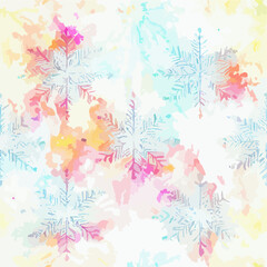 Obraz premium Seamless pattern christmas snowflake, watercolor xmas endless pattern. New-year holidays