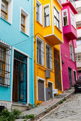 Fototapeta na wymiar Colorful houses of the Balat district, Istanbul