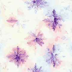 Fototapeta na wymiar Seamless christmass decoration snowflakes, watercolor endless pattern. Winter collection