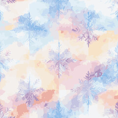 Seamless pattern christmas snowflakes, watercolor endless pattern. Winter holidays