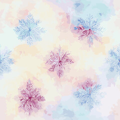 Seamless pattern christmas snowflakes, aquarelle endless pattern. Winter collection