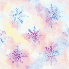 Seamless pattern christmas snowflake, aquarelle xmas endless pattern. New-year collection