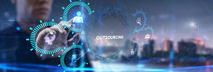 Business, Technology, Internet and network concept. Outsourcing Human Resources.