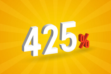 425% discount 3D text for sells and promotion.