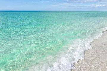 Keuken spatwand met foto Clam pass park beach of Naples at Collier county, Florida with nobody by beautiful turquoise blue ocean sea water of Gulf of Mexico on sunny weather day © Kristina Blokhin