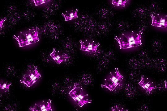 luxury shiny crowns pattern design on black background. used as Christmas decoration wallpaper or new year party wallpaper. fantastic deep color scheme