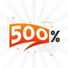 500% discount marketing banner promotion. 500 percent sales promotional design.