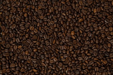Brown background of roasted coffee beans
