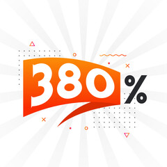 380% discount marketing banner promotion. 380 percent sales promotional design.