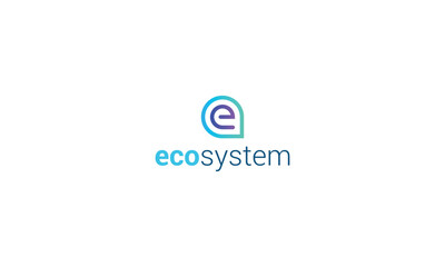 Letter e creative line art ecological natural logo 
