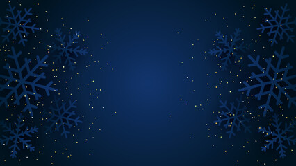 Navy christmas background with snowflakes and gold sequins - 542488112
