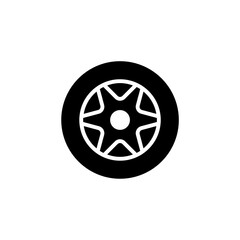 Fototapeta premium Auto car wheel icon, vehicle tire rim symbol, automotive race sport sign vector illustration .