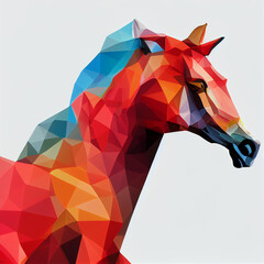 prancing horse, vector isolated image on a white background in the style of low poly