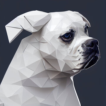 White boxer dog animal low poly design