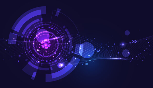 Abstract Circle Blue Interface Futuristic Background  Light Blue For Copy Space.on hi tech blue future background