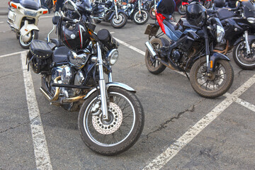 motorcycles in the parking