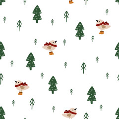 seamless pattern with christmas birds