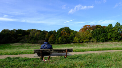 a man on a bench