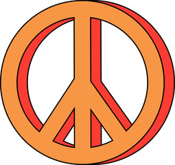 Retro peace symbol sticker . 70s vibes groovy illustration.  Nostalgic retro style. Hippie vector retro sticker with line