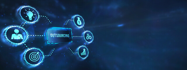 Internet, business, Technology and network concept. Outsourcing Human Resources. 3d illustration.