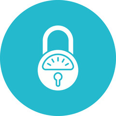 Padlock Multicolor Circle Glyph Inverted Icon
