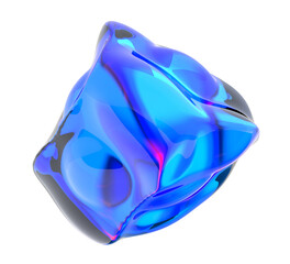 Abstract blue glass shape, 3d render