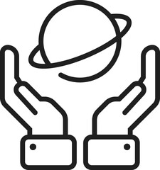 Planet, space linear symbol