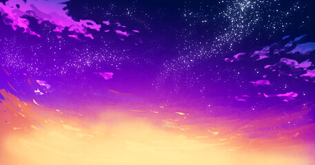 Magical Background Sky with Stars Illustration