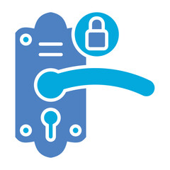 Door Lock Glyph Two Color Icon