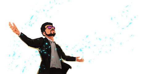 Male Businessman with Particles Illustration - 542494766