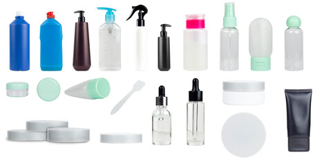 plastic tube set, drug or cosmetic branding bottle - cream, gel, skin care. Cosmetic bottle...