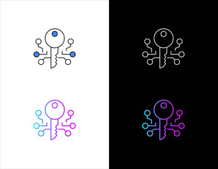 Key encryption icon, Cryptographic key icon, Secret key icon, set of editable vector line icon