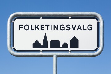 Road sign with Danish text Danish general election