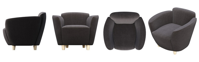 armchair isolated on white background, interior furniture, , 3D illustration, cg render