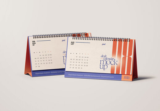 Horizontal Desk Calendar Mockup