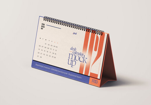 Horizontal Desk Calendar Mockup for Creative Design and Branding Projects