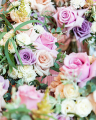 Pastel wedding flowers and bouquet