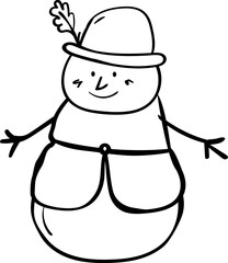 Christmas snowman Vector Doodle Illustration