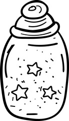 Bottle of Stars Inside Vector Hand Drawn Illustration