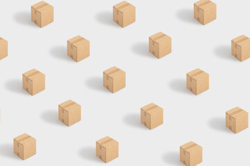 Pattern made of cardboard boxes as concept for shipping service - obrazy, fototapety, plakaty