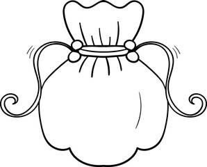 Big Bag for Chinese New Year and golden coins or gifts coloring illustration